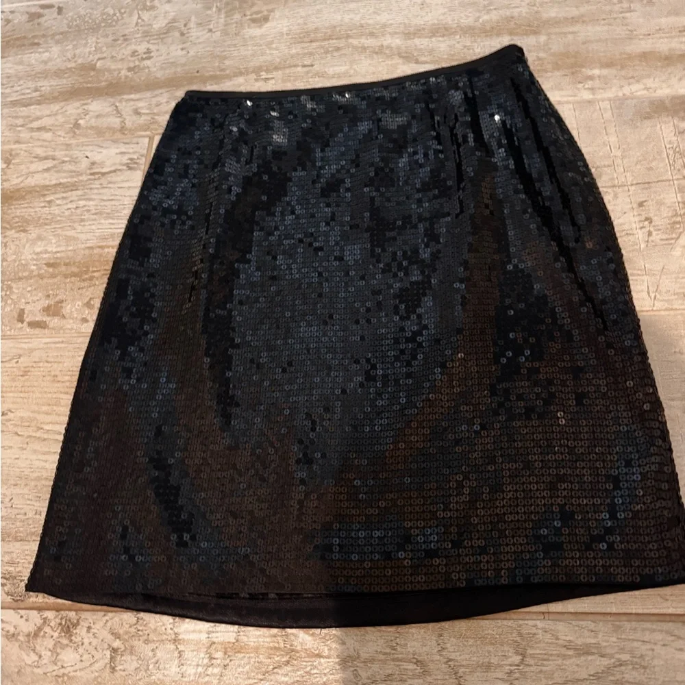 Ann Taylor Black Sequin Mini Skirt Size 2